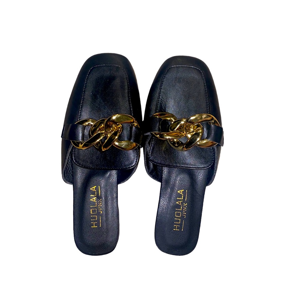 Leather Mules Gold Link